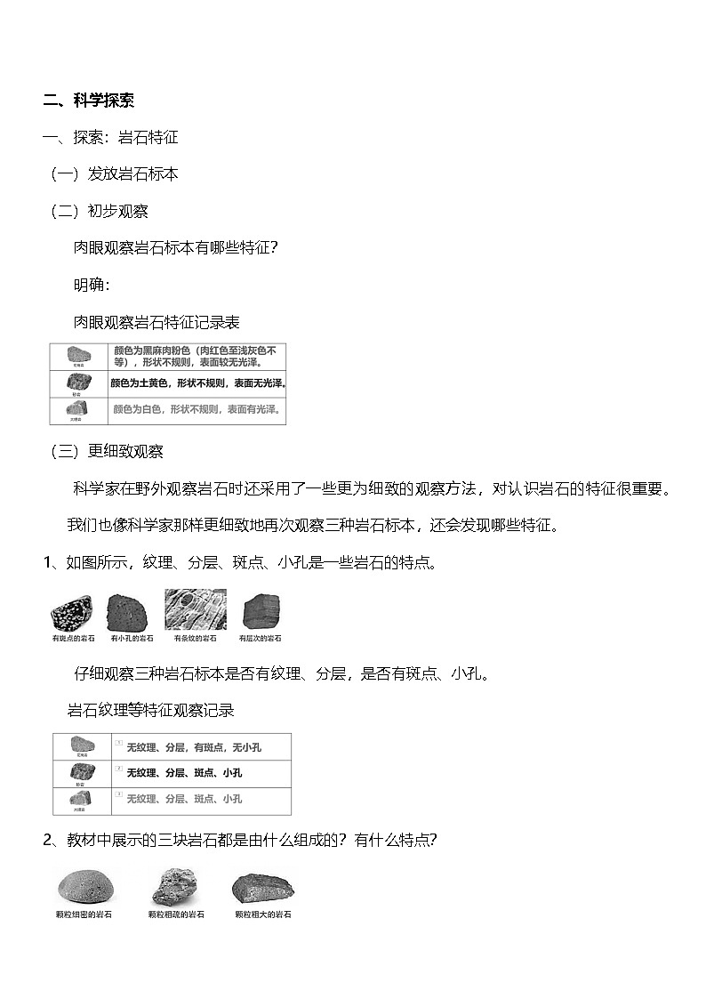 【核心素养】教科版科学四年级下册 3.2《认识几种常见的岩石》教案第2页