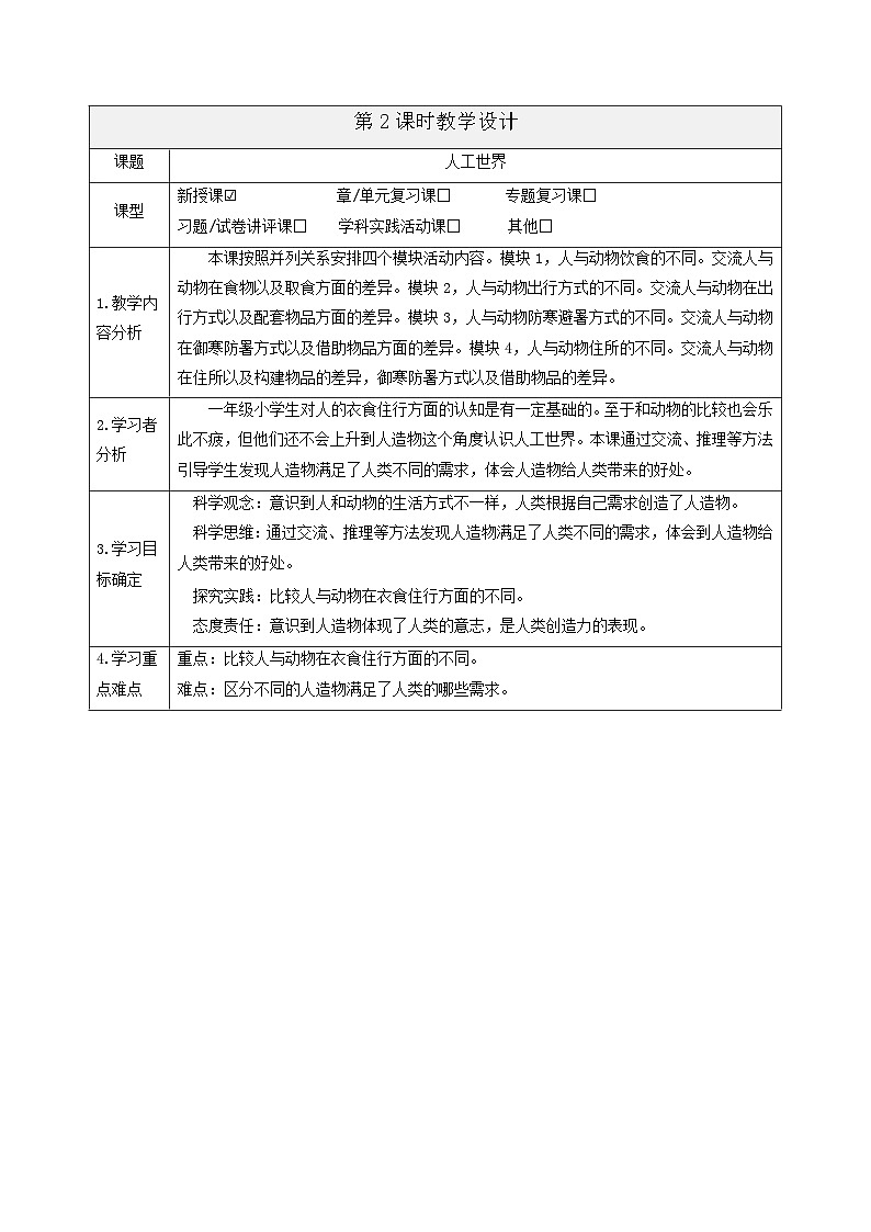 【大单元整体教学】4.11《人工世界》课时教案第1页