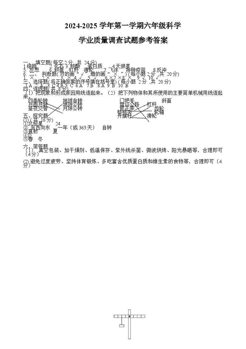 六年级科学答案第1页