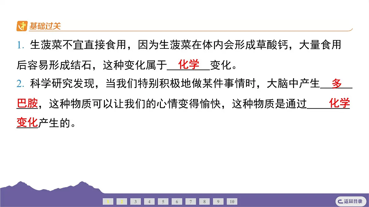 教科版(2017)科学六年级下册 4.6 生命体中的化学变化(习题课件)第3页