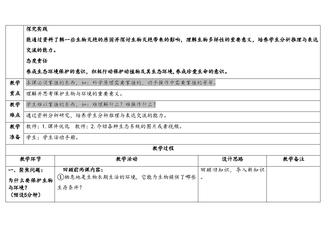 2025年人教鄂教版六年级科学下册3.保护生物与环境(教案)第2页