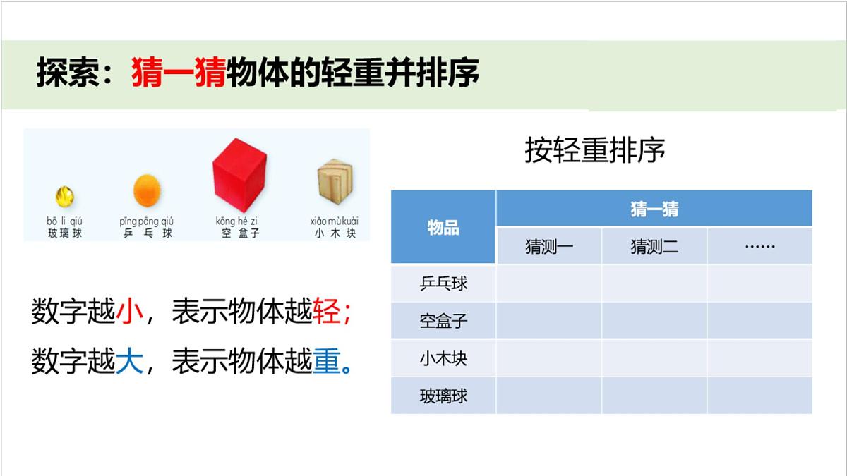 2024-2025学年教科版一年级下册教学课件 1-3《比较物体的轻重》第4页