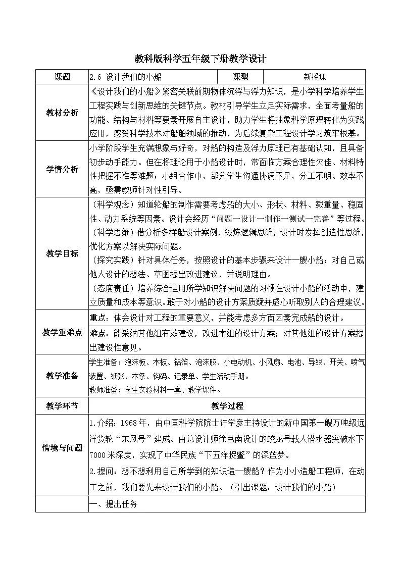 2.6 设计我们的小船(教学设计)第1页
