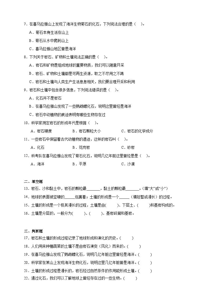 3.1岩石与土壤的故事 同步分层练习(含答案)-教科版四年级下册科学第2页
