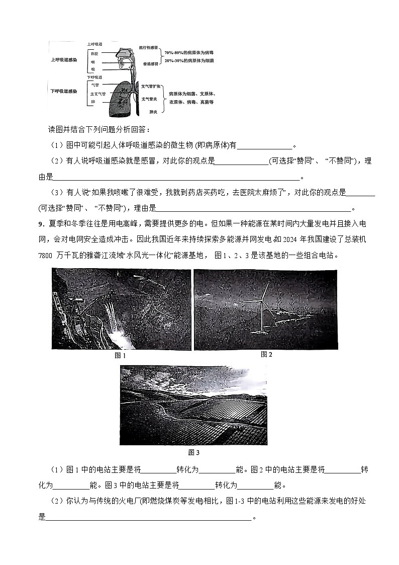 浙江省杭州市上城区2024-2025学年六年级上学期期末科学试题第3页