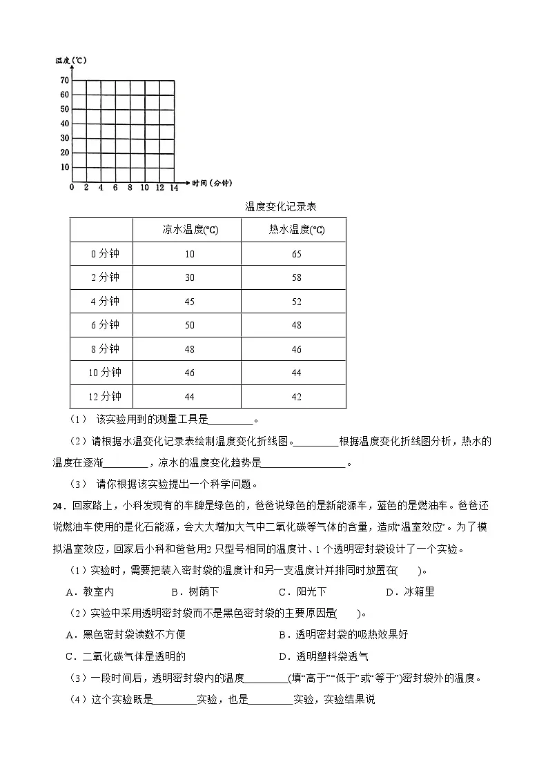 教科版科学五年级下册第四单元《热》单元练习卷(含解析)第3页