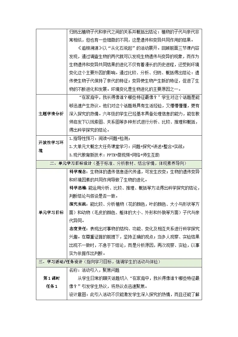 【大单元整体教学】第四单元《遗传与变异》整体设计第2页