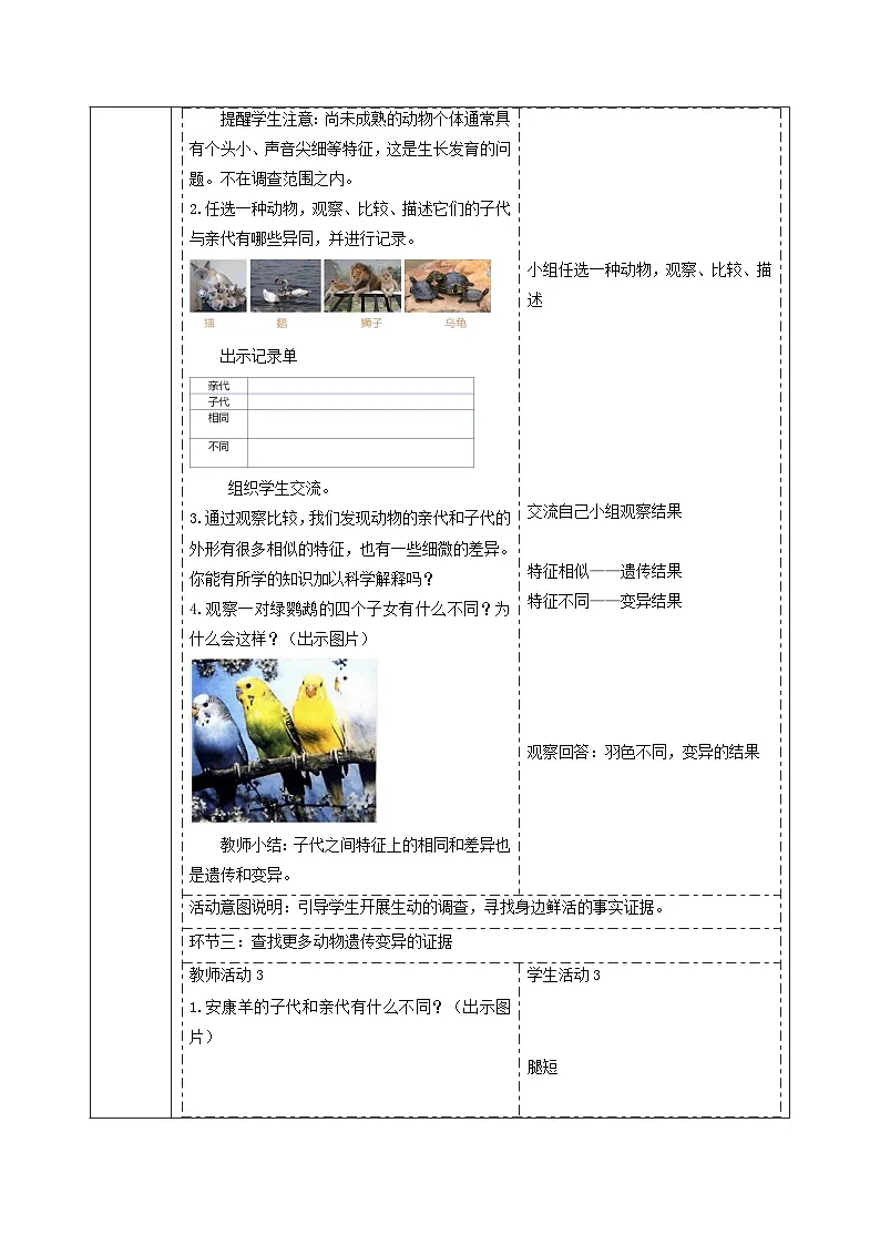 【大单元整体教学】4.2《动物的遗传和变异》课时教案第3页