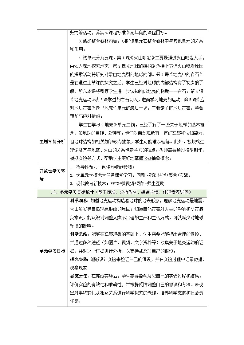 【大单元整体教学】第四单元《地壳》单元整体设计第2页