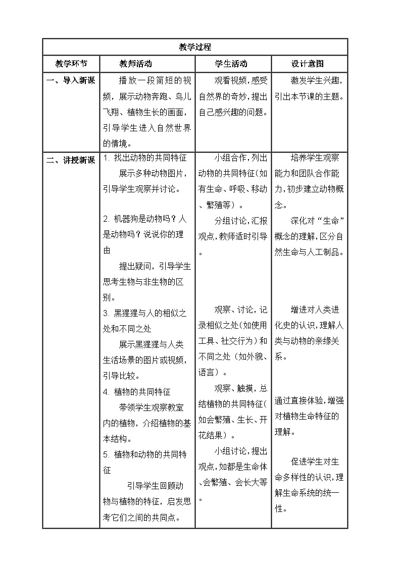 【核心素养】苏教版(新教材)科学一下4.12《动物与植物》教案含反思第2页
