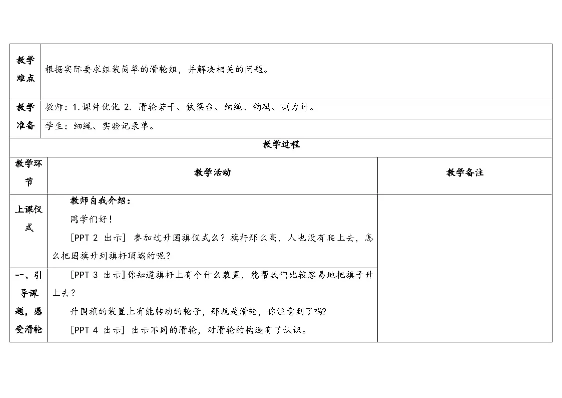 16.《滑轮》教学设计 2025-2026学年青岛版六年级科学上册第2页