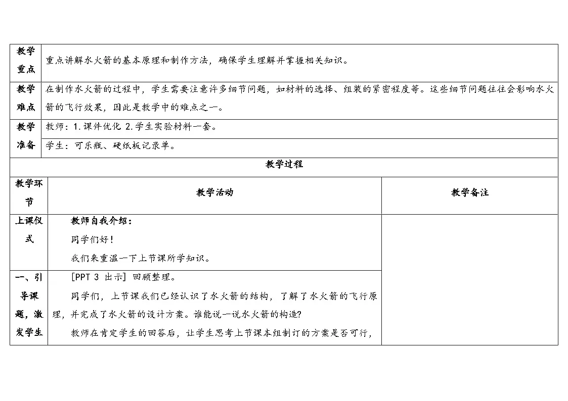 24.《制作与发射水火箭》教学设计 2025-2026学年青岛版六年级科学上册002第2页