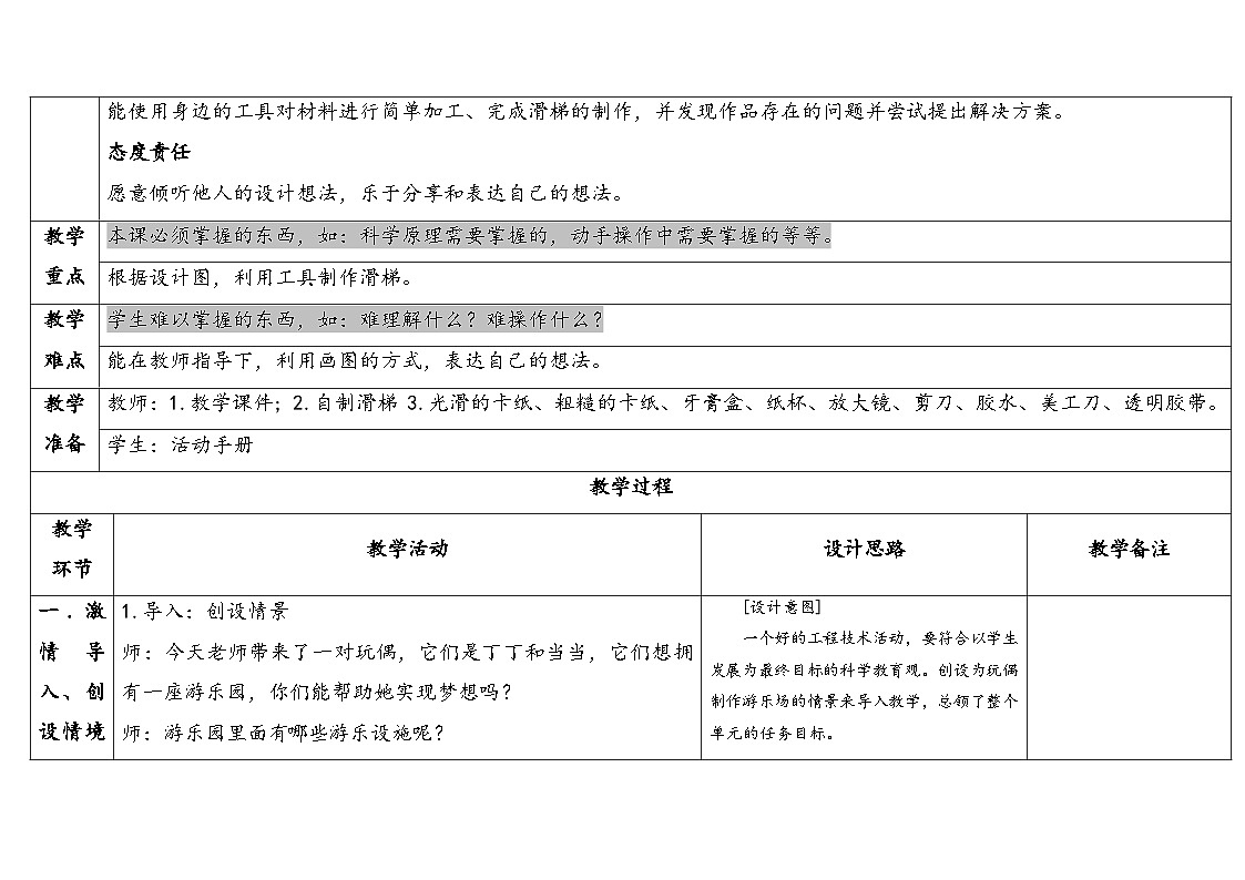 2025年大象版二年级科学上册 2.1滑梯(教案)第2页
