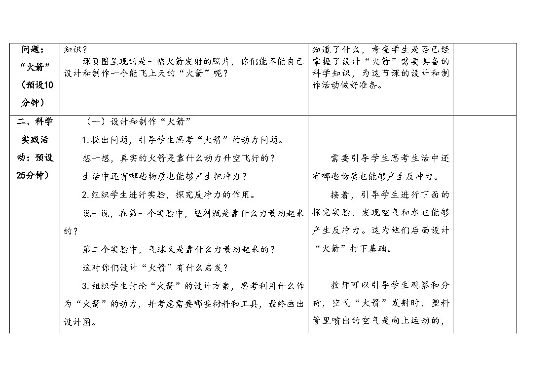2025年人教鄂教版六年级科学下册 13.制作“火箭”(教案)第3页