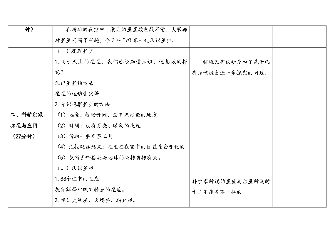 2025年人教鄂教版六年级科学下册 10.认识星空(教案)第3页
