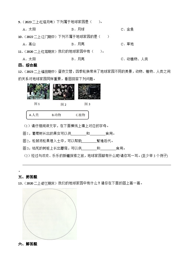 (2024教科版)二年級上冊科學(xué)第二單元第1課《地球家園有什么》(學(xué)生版)第2頁