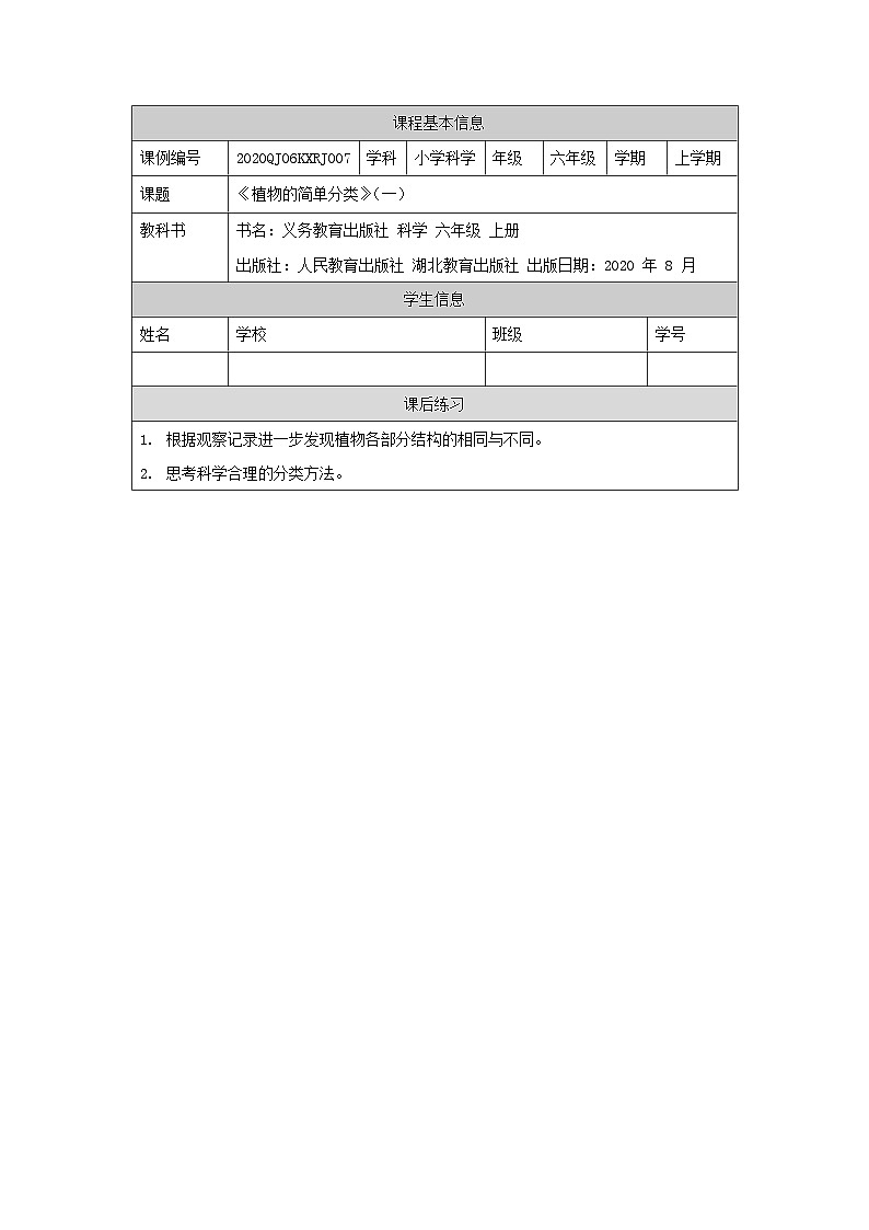 2.4 植物的简单分类(第一课时)-4练习题第1页