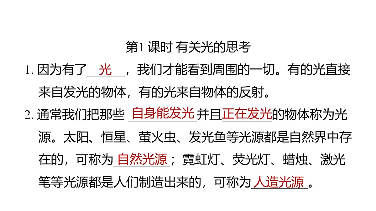 2025年教科版五年级科学上册第一单元 光 (复习课件)第2页