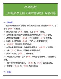 【2025秋人教版】三年级科学上册期末专项练习