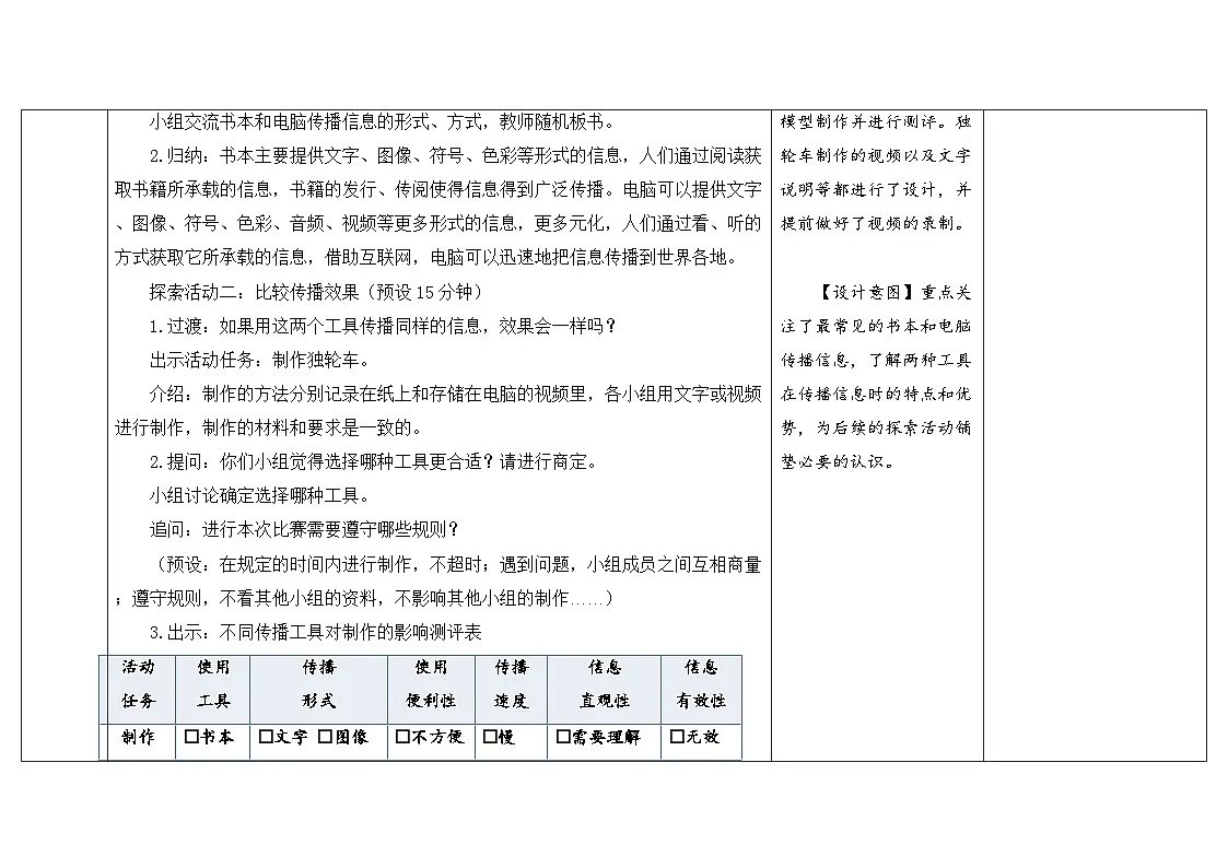 教科版六年级科学上册 第7课《信息的交流传播》(表格式教案)第3页
