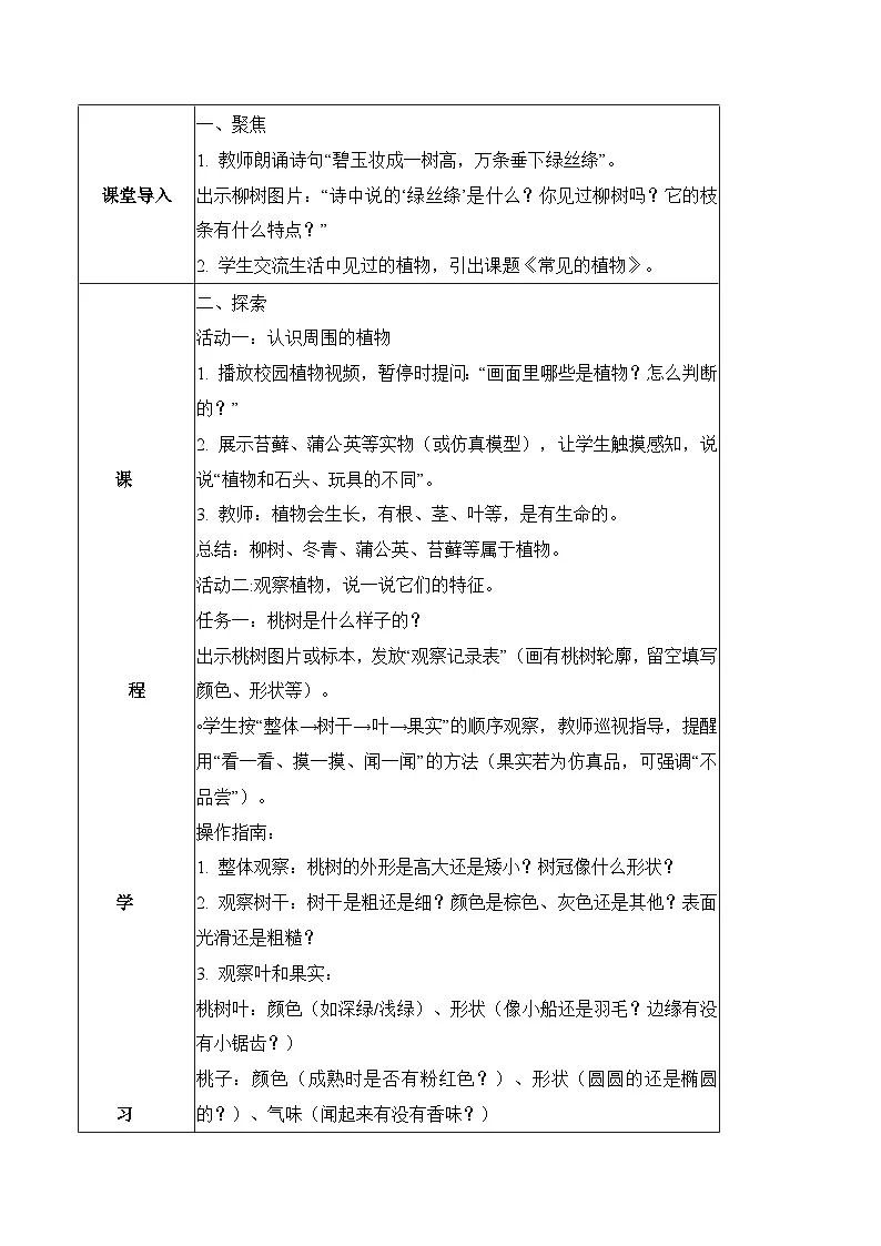 1.1 常见的植物(教学设计)2025-2026学年青岛版五四制二年级科学上册第2页