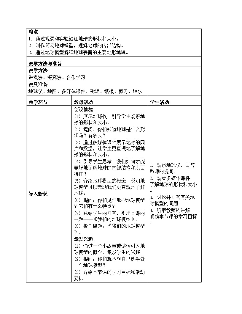 《地球的运动:1 我们的地球模型》教学设计-2025-2026学年教科版科学六年级上册第2页