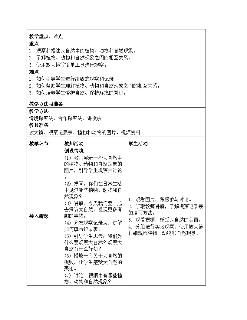 《第二单元 探访大自然:7 大自然中的发现》教学设计-2025-2026学年第一学期湘科版(2024)科学一年级上册第2页