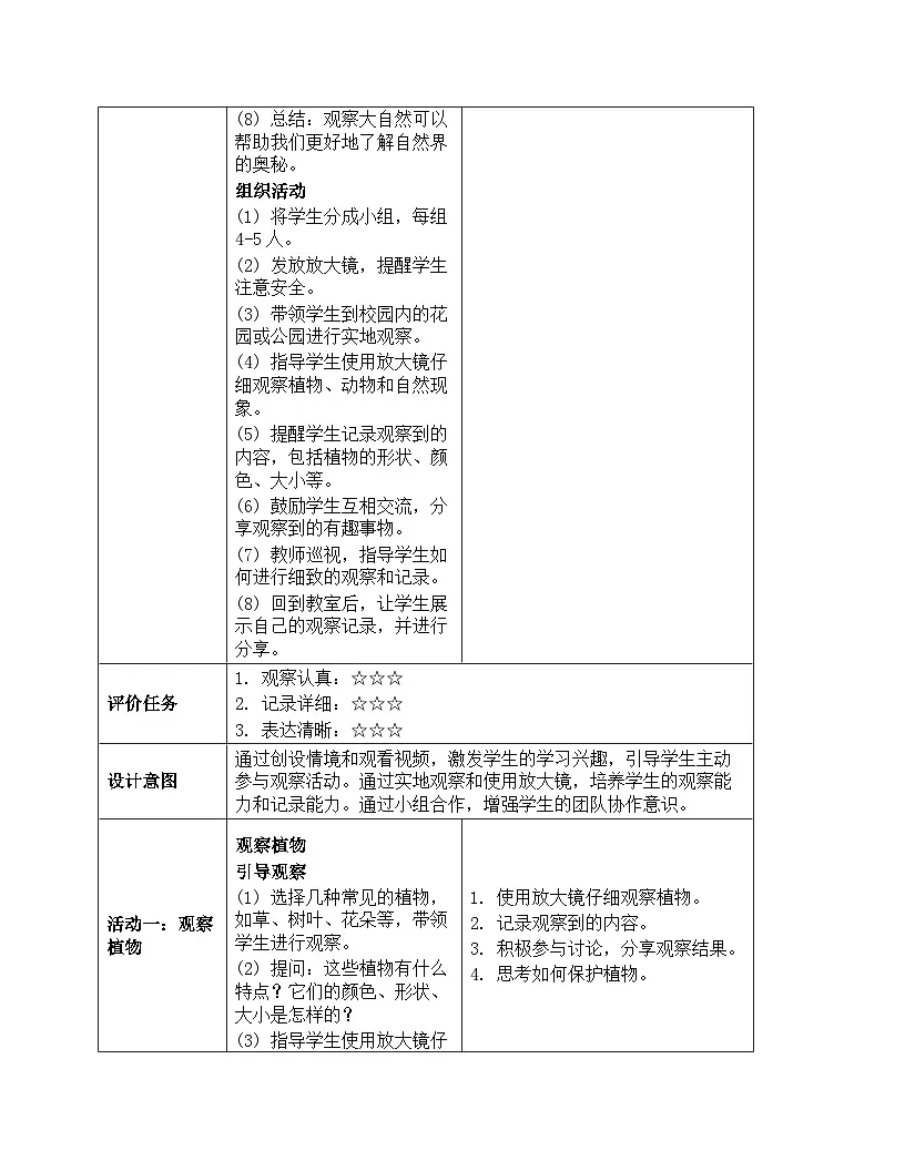 《第二单元 探访大自然:7 大自然中的发现》教学设计-2025-2026学年第一学期湘科版(2024)科学一年级上册第3页