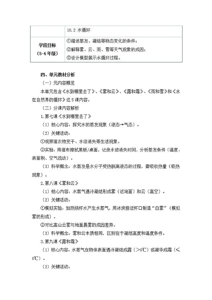 人鄂版小学科学六年级上册第三单元《天气的成因》大单元整体教学设计第3页