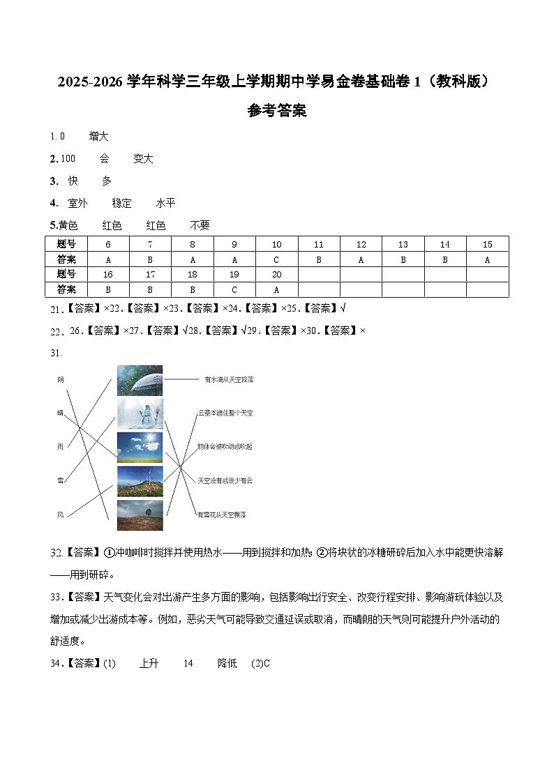 科学(基础卷01)(参考答案)第1页