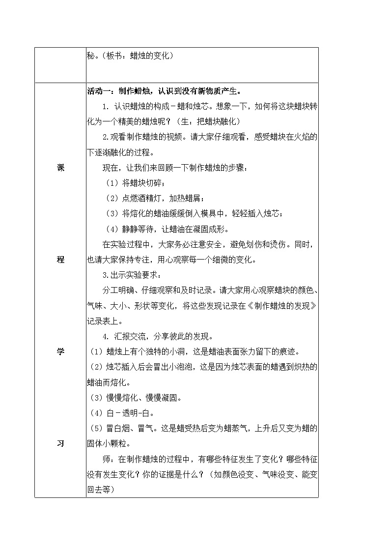 1.1 蜡烛的变化(教学设计)-六年级科学上册同步精品课堂(苏教版)第2页