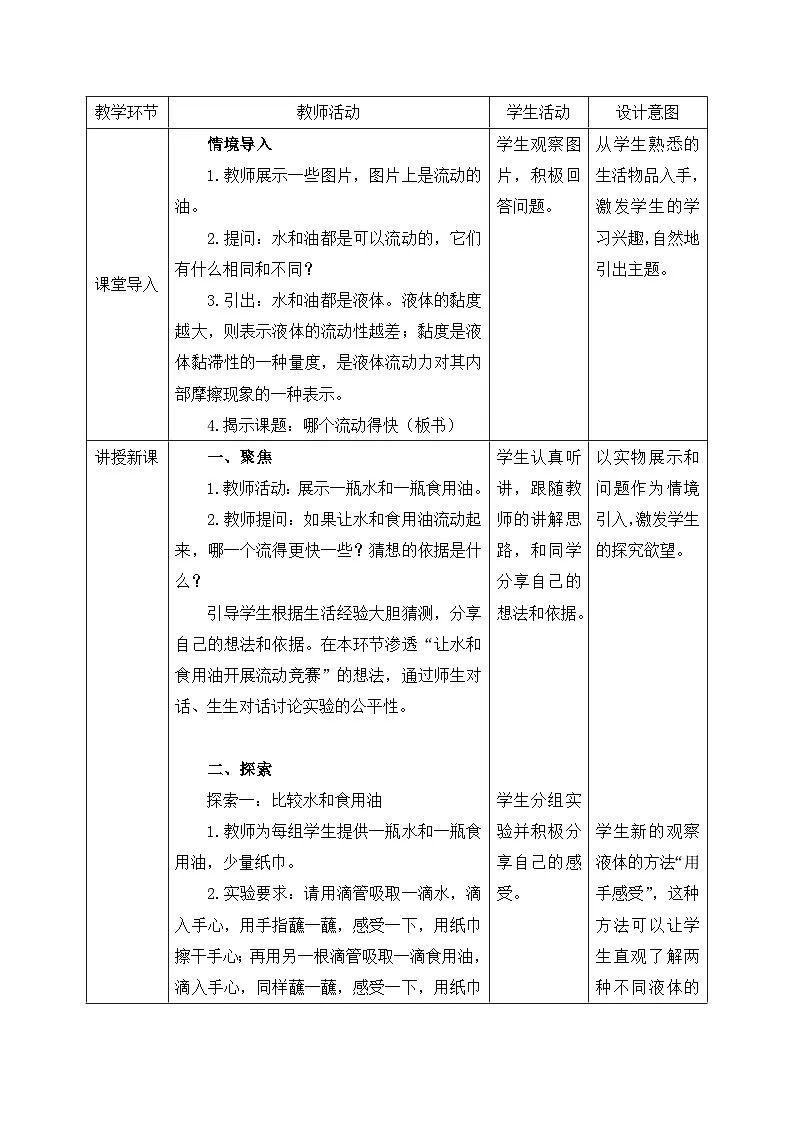 教科版2024小学科学一下第一单元《6、哪个流动得快》教案第2页