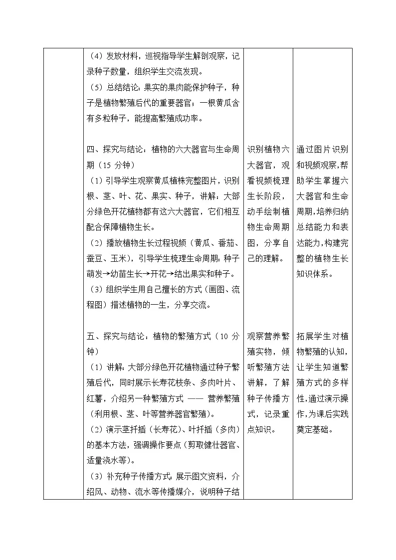 5、果实与种子 第二单元 小学科学 大象版新教材 三年级下册 表格式教案第3页