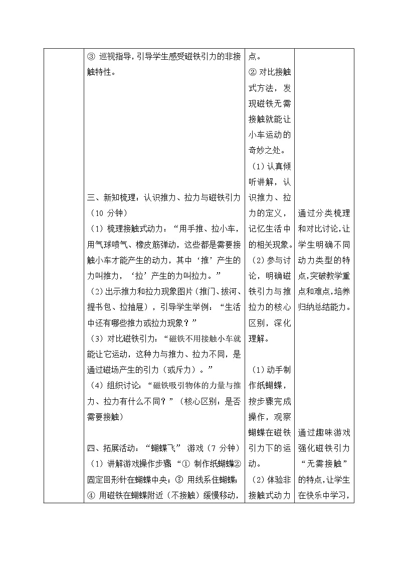 3、让小车动起来 小学科学 教科版(2024) 二年级下册 表格式教案第3页