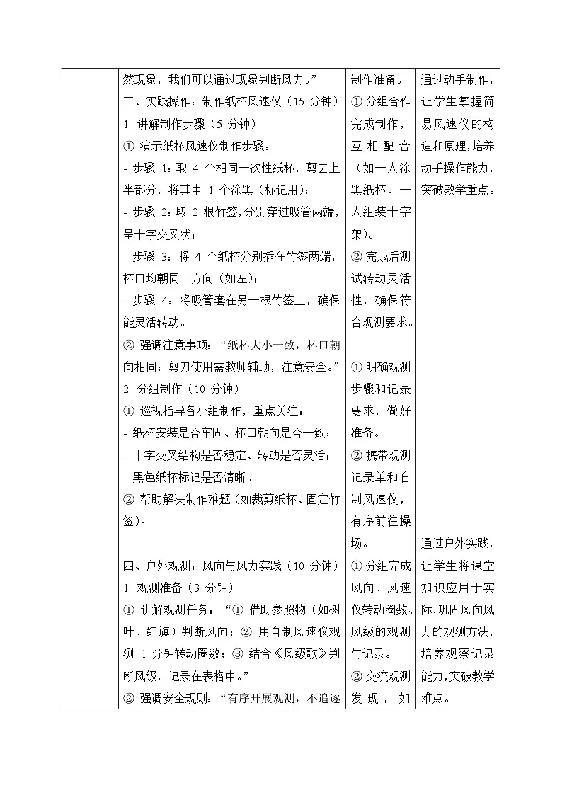 3、刮什么风 小学科学 苏教版(2024) 三年级下册 表格式教案第3页