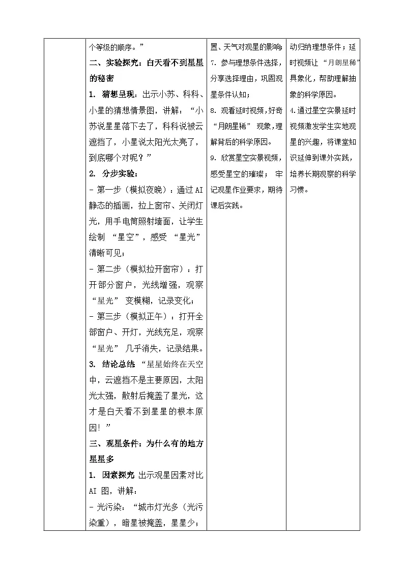 【AI赋能教学】苏教版小学科学二年级下册 06数星星 教案第3页