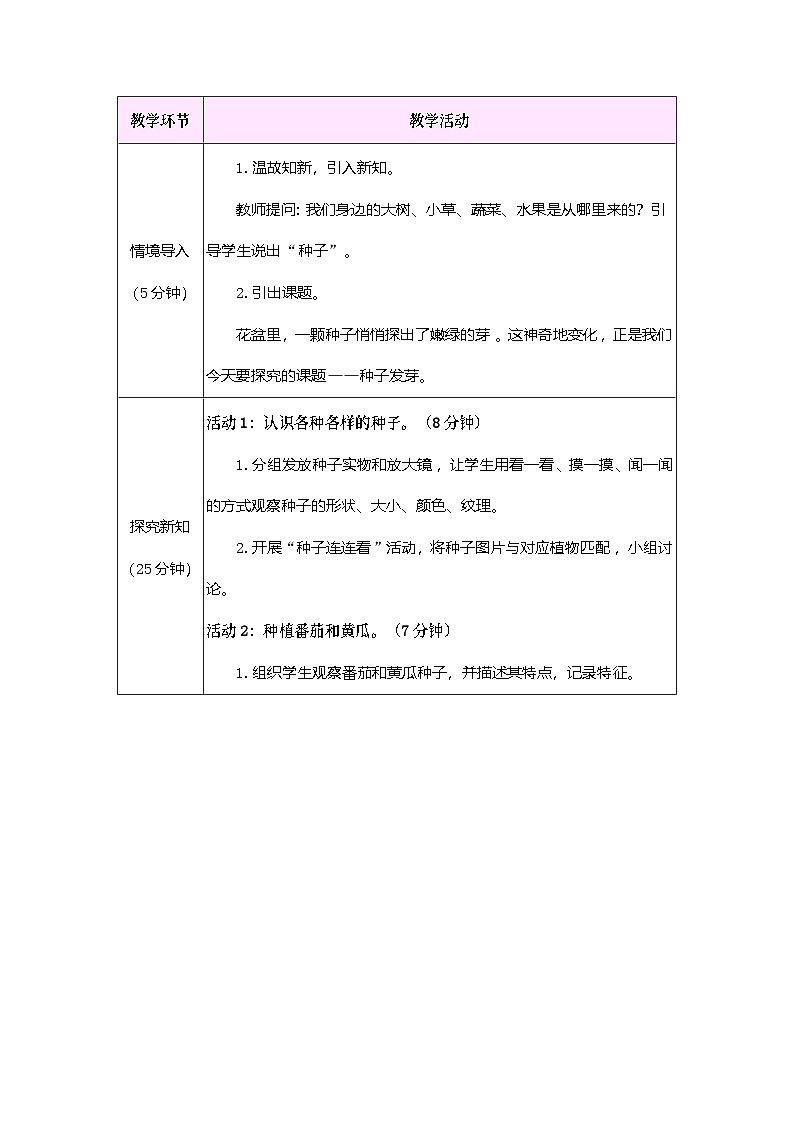 第5课 种子发芽了(教案)2025-2026学年苏教版三年级科学下册第2页
