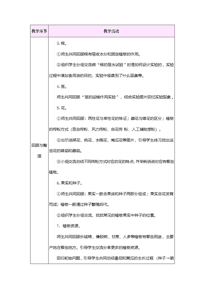 第二单元 植物的一生 单元小结(教案)2025-2026学年苏教版三年级科学下册第3页