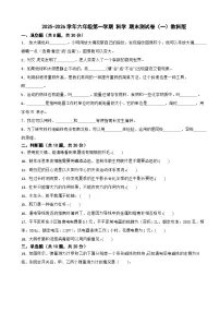 2025-2026学年六年级第一学期 科学 期末测试卷（一）教科版（含解析）