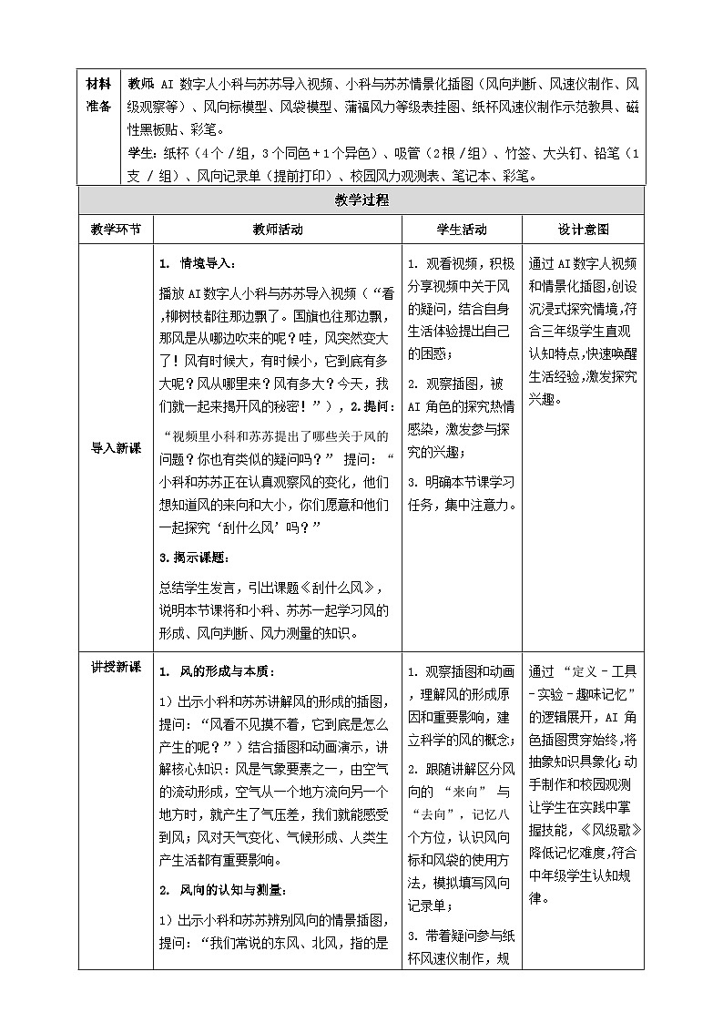 苏教版小学科学三年级下册 03刮什么风 教案第2页