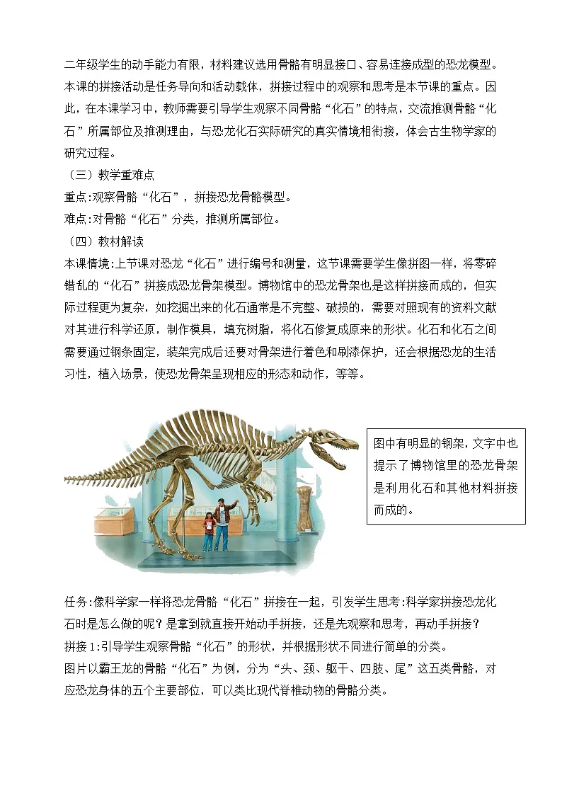 2026年教科版二年级科学下册1.4 拼接恐龙“化石” 教材解读(学案)第2页