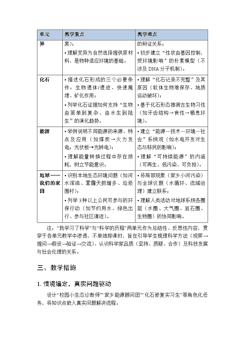 2025-2026学年湘科版(2017)小学科学六年级下册教学计划及进度表第3页