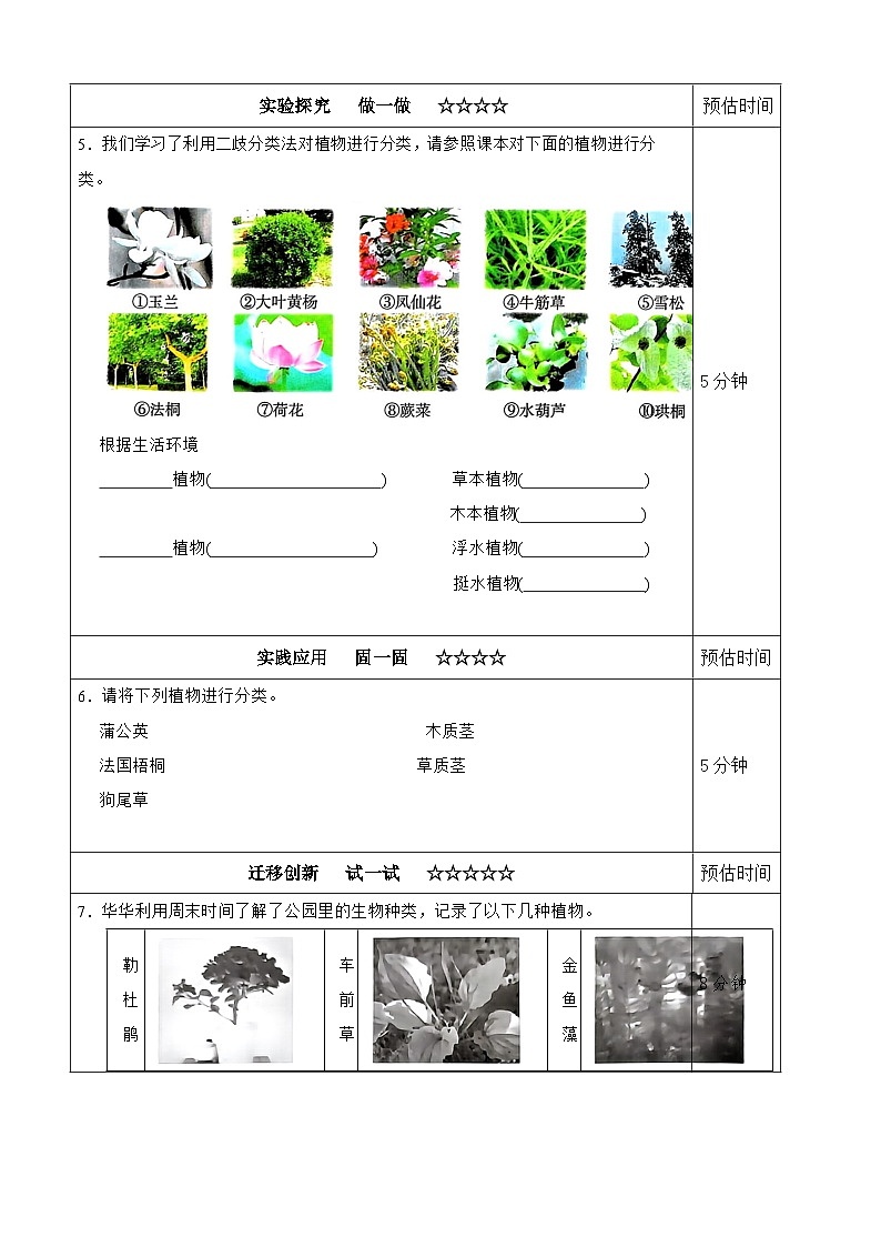 【分层作业设计】2.3 形形色色的植物 同步练习(含答案)2025-2026学年教科版六年级科学下册第2页