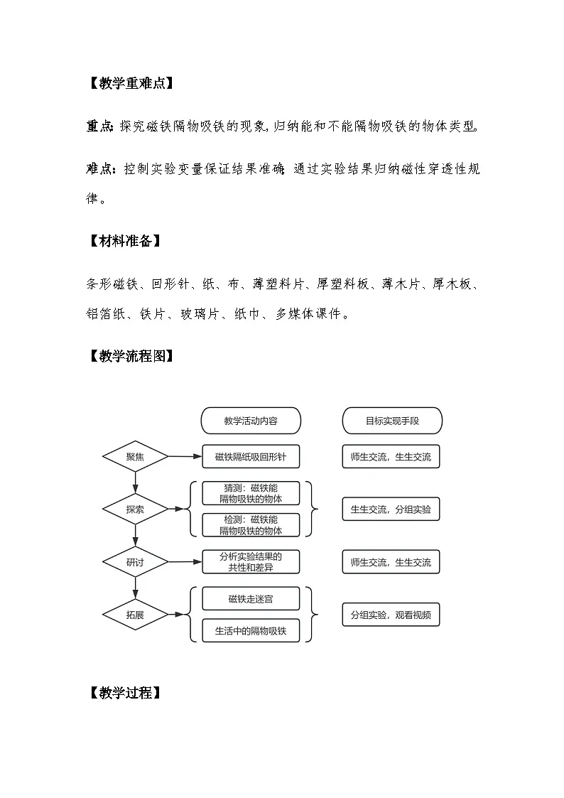2026年教科版二年级科学下册 2.4《隔物吸铁》教案第3页