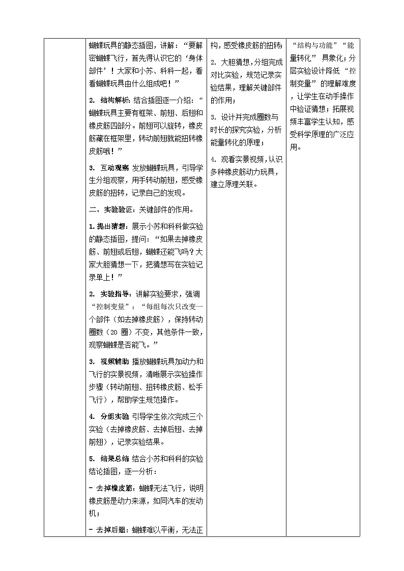 【AI赋能教学】苏教版小学科学二年级下册 07蝴蝶飞起来 教案+板书设计第3页