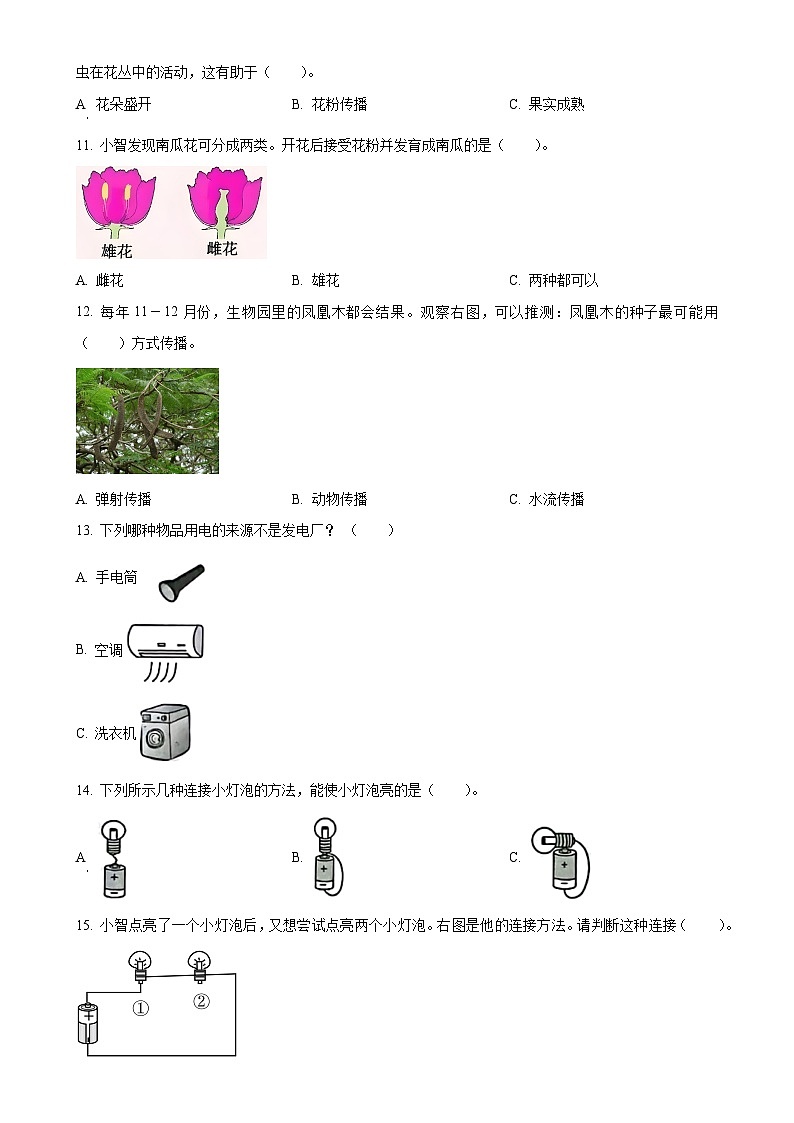 广东省深圳市南山区教科版四年级下册期末考试科学试卷(原卷版)-A4第3页