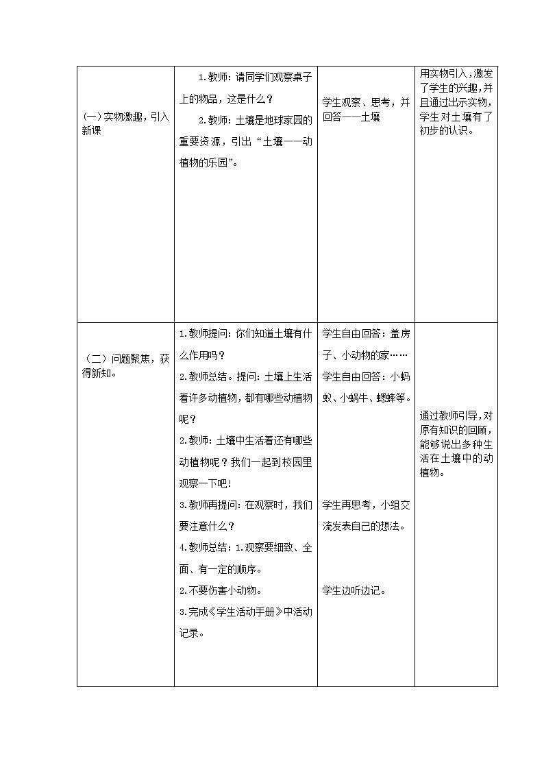 二年级科学上册第1单元我们的地球家园2土壤_动植物的乐园教案2教科版02