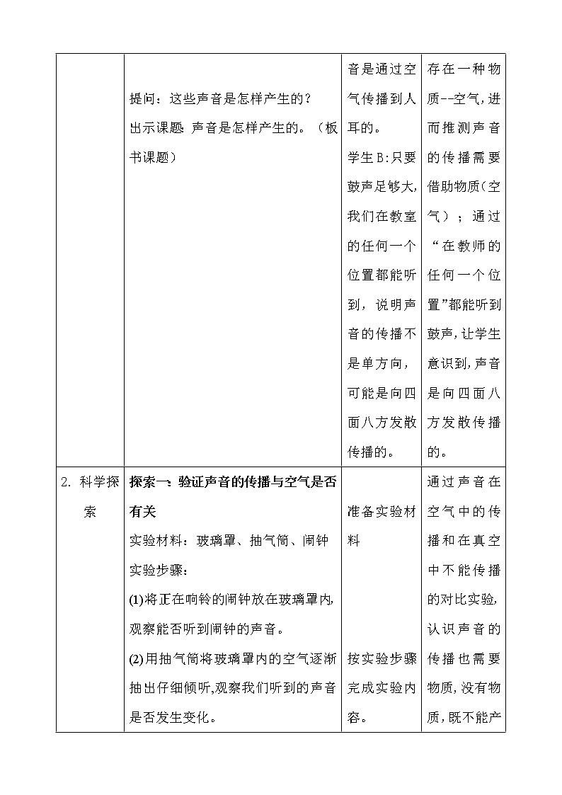 新人教鄂教版科学四上:5.14声音的传播教案02