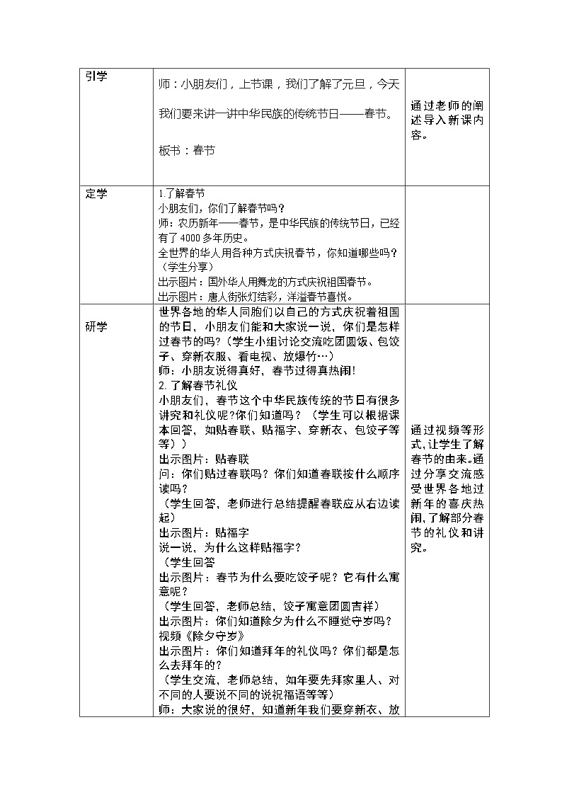 一年级上册道德与法治教案 - 4.15 快乐过新年   部编版02