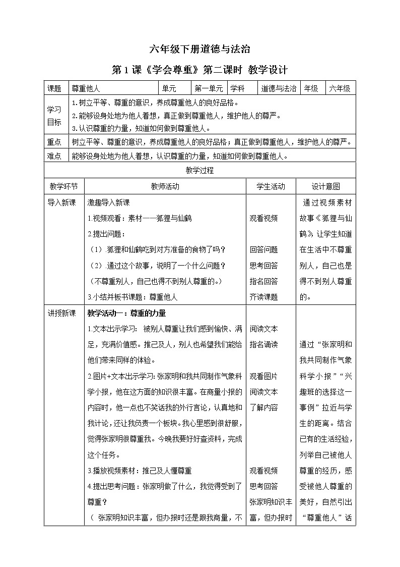 第1课《学会尊重》PPT教学课件(第二课时)+素材+教案教学设计01